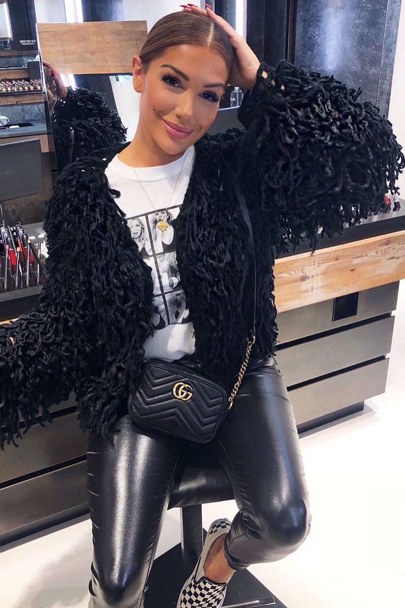 Black Crop Shaggy Jacket - Idelle-Jackets