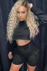 Black Crop Top And Shorts Co-ord Set - Fina-Co-ords