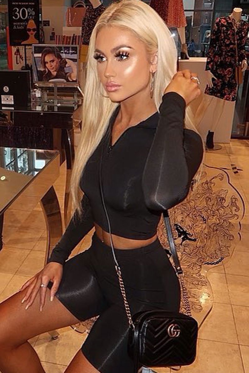 Black Crop Top Cycling Shorts Co-Ord - Cleo-Co-ords