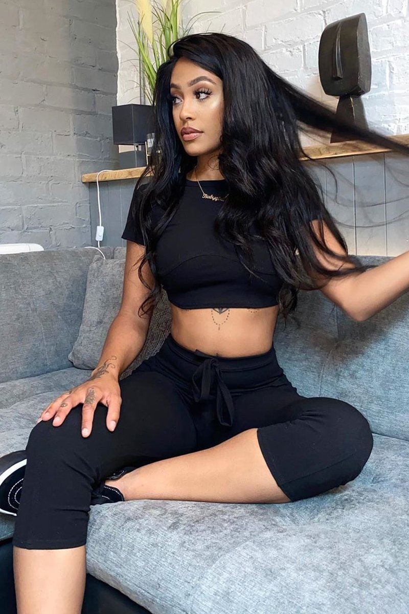 Black Crop Top and Cropped Leggings Loungewear Co-ord - Zarah-Accessories