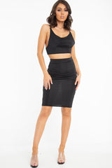 Black Crop Top and Skirt Co-ord Set - Abbygayle-Co-ords
