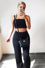 Black Crop Top and Trousers Co-ord Set - Kimmy-Co-ords