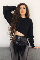 Black Cropped Batwing Jumper - Lizy-Jumper