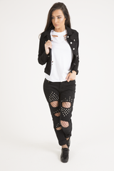 Black Cropped Fit Denim Jacket - Scarlett-Jackets