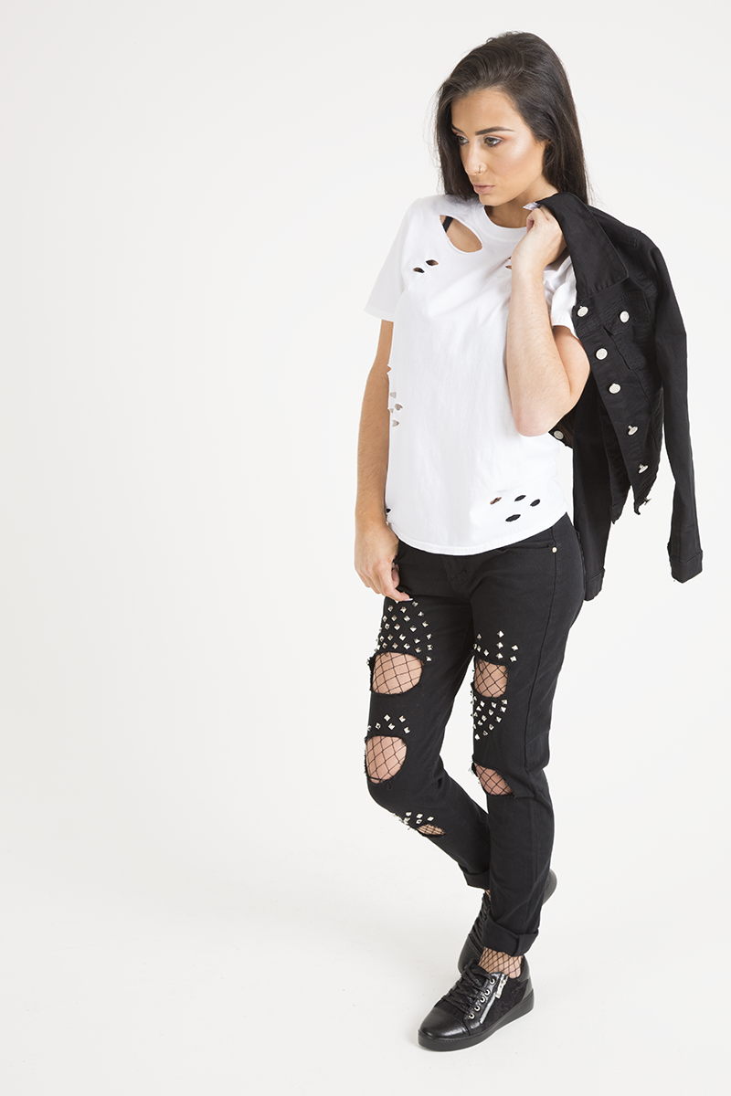 Black Cropped Fit Denim Jacket - Scarlett-Jackets
