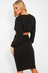 Black Cropped Jumper and Skirt Co-ord - Heidi-Co-ords