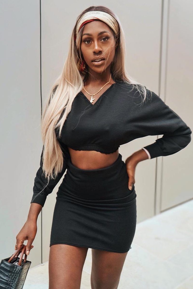 Black Cropped Jumper and Skirt Co-ord - Heidi-Co-ords