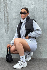 Black Cropped Puffer Gilet - Zura-Jackets