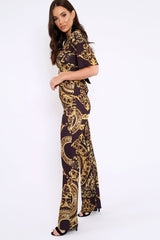 Black Cropped Scarf Print Co-Ord - Thresa-Co-ords