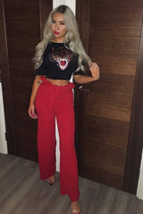 Black Cropped Tee with Applique Sequin Tiger - Avery-Tops