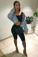 Black Cropped Top and Leggings Co-Ords - Remini-Co-ords