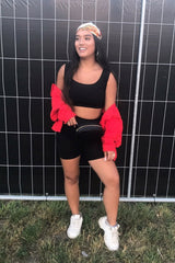 Black Cropped Top and Leggings Co-Ords - Remini-Co-ords