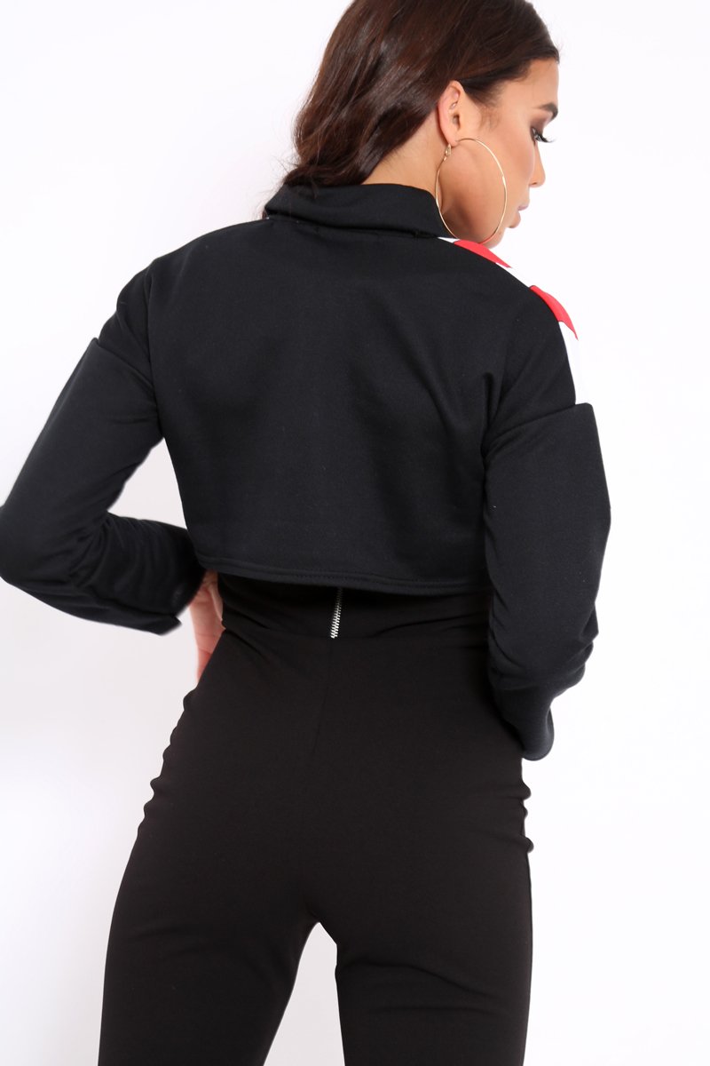 Black Cropped USA Rugby Shirt - Devani-Shirts