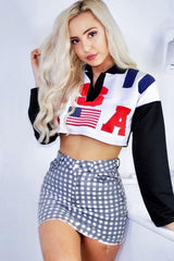 Black Cropped USA Rugby Shirt - Devani-Shirts