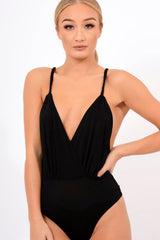 Black Cross Front Bodysuit - Tarren-Bodysuits