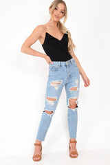 Black Cross Over Bardot Bodysuit - Sahari-Bodysuits