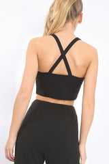 Black Cross Over Crop Top - Kennie-Crop Tops