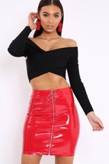 Black Cross Over Front Bardot Top - Cardie-Tops