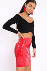 Black Cross Over Front Bardot Top - Cardie-Tops