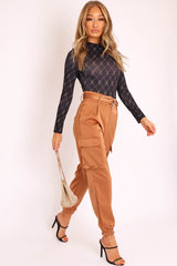 Black Cross Stitch Pattern Fitted Bodysuit - Bali-Bodysuits