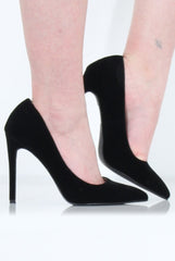 Black Crushed Velvet Court Shoes - Clarence-Shoes