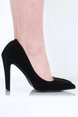 Black Crushed Velvet Court Shoes - Clarence-Shoes