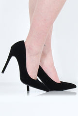 Black Crushed Velvet Court Shoes - Clarence-Shoes