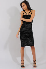 Black Crushed Velvet Harness Midi Dress - Chanel-Dresses