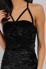 Black Crushed Velvet Harness Midi Dress - Chanel-Dresses
