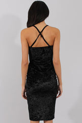 Black Crushed Velvet Harness Midi Dress - Chanel-Dresses