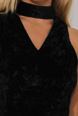 Black Crushed Velvet High Neck Cut Out Co-ord - Melanie-Co-ords