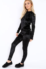 Black Crushed Velvet Tracksuit - Romy-Tracksuits