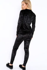 Black Crushed Velvet Tracksuit - Romy-Tracksuits