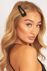 Black Crystal Hairclip - Genna-Hair