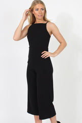 Black Culotte Jumpsuit - Sienna-Jumpsuits
