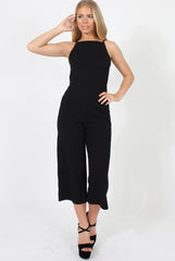 Black Culotte Jumpsuit - Sienna-Jumpsuits