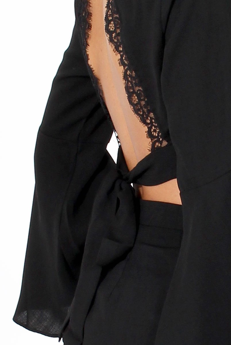 Black Cut Out Bell Sleeve Co-ord - Leia-Co-ords