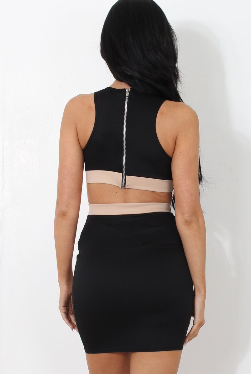 Black Cut Out Bodycon Dress-Fron-Dresses