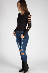 Black Cut Out Bodysuit - Keira-Bodysuits