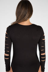 Black Cut Out Bodysuit - Keira-Bodysuits
