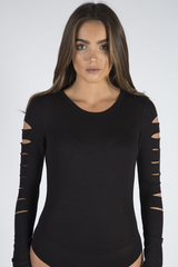 Black Cut Out Bodysuit - Keira-Bodysuits