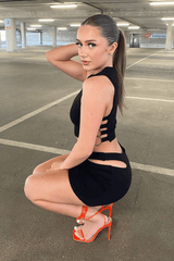 Black Cut Out Detail Mini Skirt - Iyah-Skirts