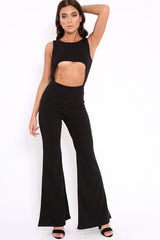 Black Cut Out Middle Jumpsuit - Dixi-Jumpsuits
