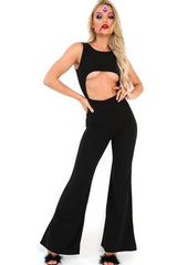 Black Cut Out Middle Jumpsuit - Dixi-Jumpsuits