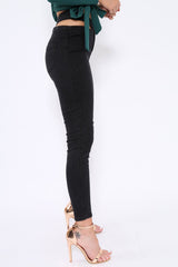 Black Cut Out Pockets Skinny Jeans - Nasya-Jeans
