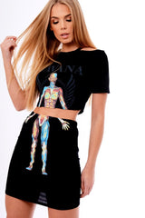 Black Cut Out Shoulder 'Havana' Graphic Co-ord - Olah-Co-ords