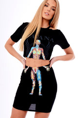 Black Cut Out Shoulder 'Havana' Graphic Co-ord - Olah-Co-ords