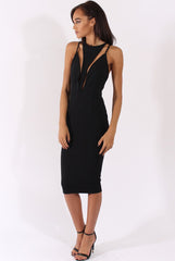 Black Cut Out Strappy Midi Dress - Lotus-Dresses