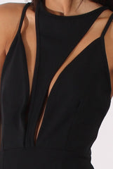 Black Cut Out Strappy Midi Dress - Lotus-Dresses