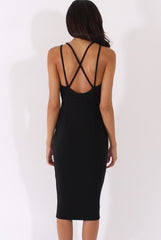 Black Cut Out Strappy Midi Dress - Lotus-Dresses